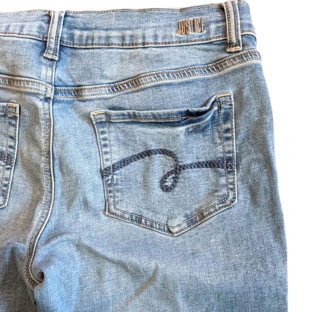 JUSTICE 14 PLUS Distressed Stretchy Mid-Rise Denim Jeggings Jeans